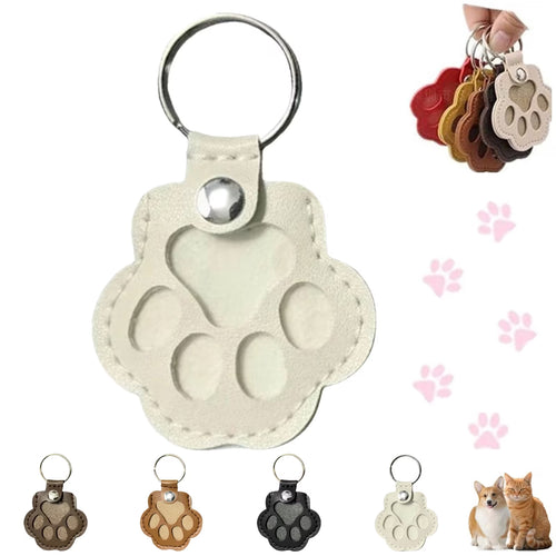 Dog Fur Storage Keychain for Dog Cat Paw Shaped Keychain, Pet Hair Keepsake Keychains, Cute Leather Paw Keychains, Pet Memorial Gifts for Bag Purse Paw Charm Key Holder, White