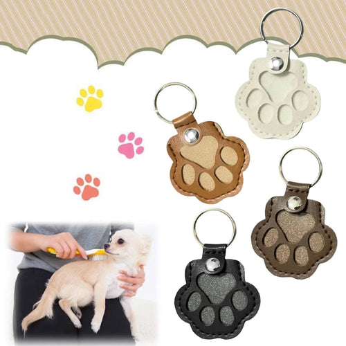 Dog Fur Storage Keychain for Dog Cat Paw Shaped Keychain, Pet Hair Keepsake Keychains, Cute Leather Paw Keychains, Pet Memorial Gifts for Bag Purse Paw Charm Key Holder, White