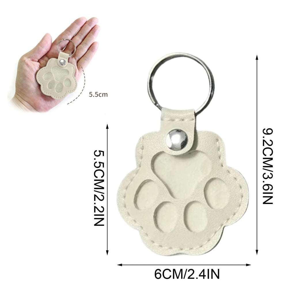 Dog Fur Storage Keychain for Dog Cat Paw Shaped Keychain, Pet Hair Keepsake Keychains, Cute Leather Paw Keychains, Pet Memorial Gifts for Bag Purse Paw Charm Key Holder, White